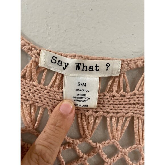 Say What Womens Casual beachy bohemian Crochet Kimono Fringes open Front size s - Picture 3 of 6